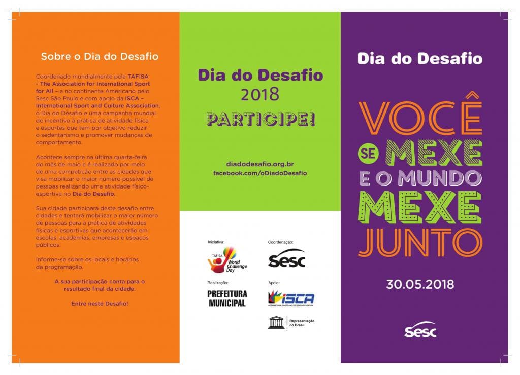 Secretaria de Esportes convida a população para participar do Dia do Desafio