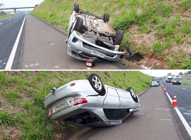 Motorista fica ferido em capotamento na SP 320 em Jales