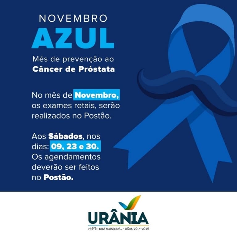 NOVEMBRO AZUL: Prefeitura de Urânia realizará 3º Mutirão de Prevenção ao Câncer de Próstata