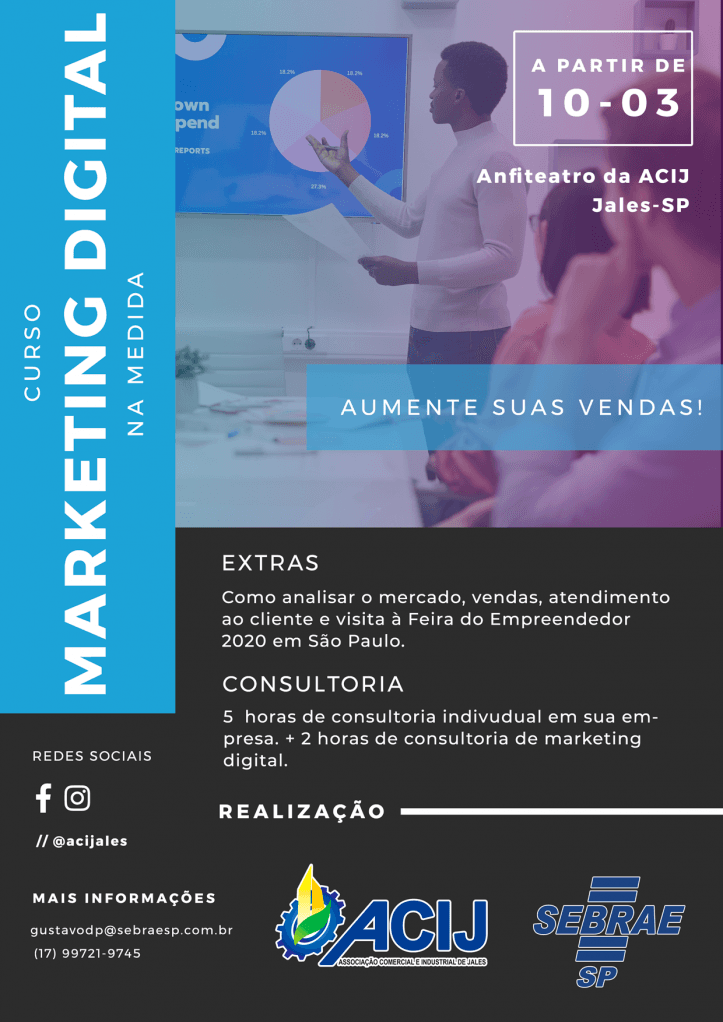 Associação Comercial de Jales em parceria com Sebrae promove curso de marketing digital