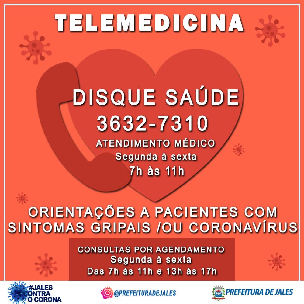 Atendimento via Telemedicina é oferecido como opção no enfrentamento ao COVID-19 em Jales