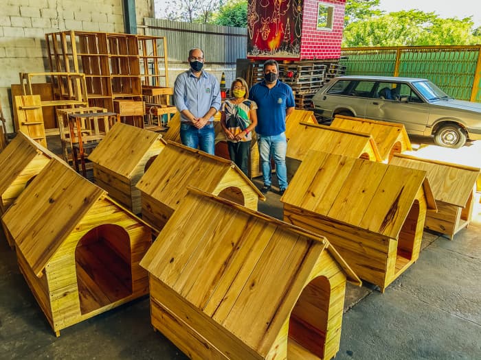 ‘Amigos dos Animais’: prefeitura de Urânia entrega casinhas de cachorro para ONG