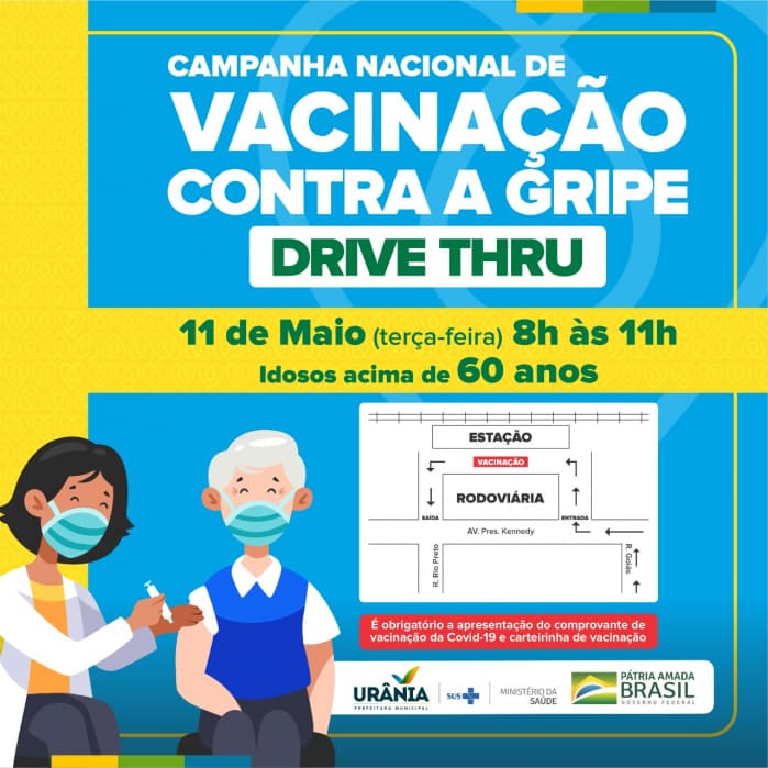 Urânia terá vacinação da gripe aos idosos de 60 anos ou mais na próxima terça-feira