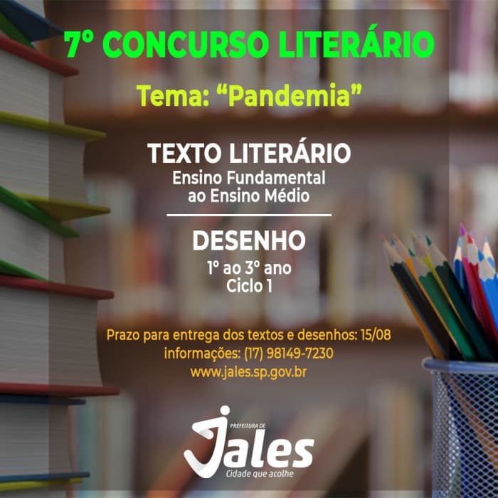 7º Concurso Literário: prazo para entrega de textos poéticos e desenhos foi prorrogado para o dia 15 de agosto