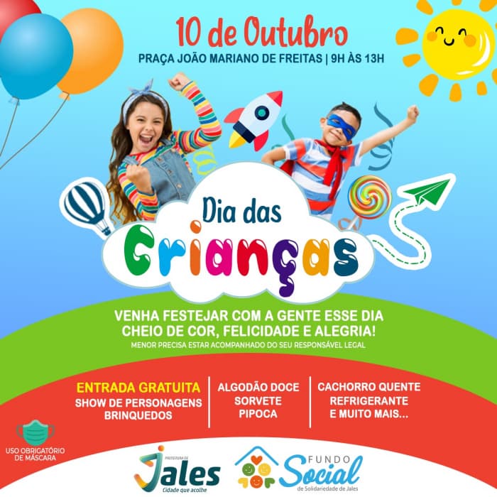 Fundo Social de Solidariedade de Jales realizará festa para o Dia das Crianças no domingo, dia 10