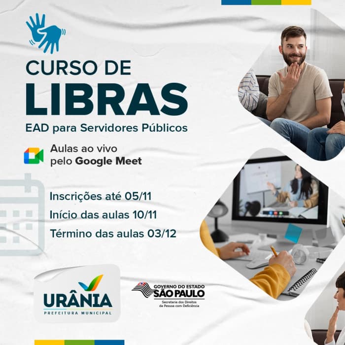 Urânia oferece curso gratuito de Libras para servidores públicos