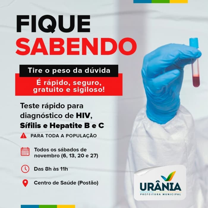 Secretaria de Saúde de Urânia realiza Campanha Fique Sabendo 2021