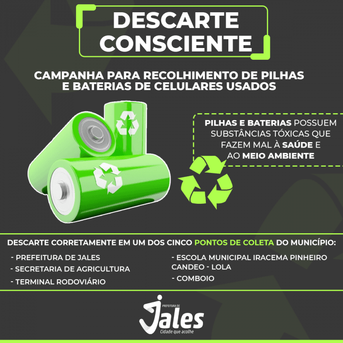 Novos pontos de coleta de pilhas e baterias usadas são disponibilizados em Jales
