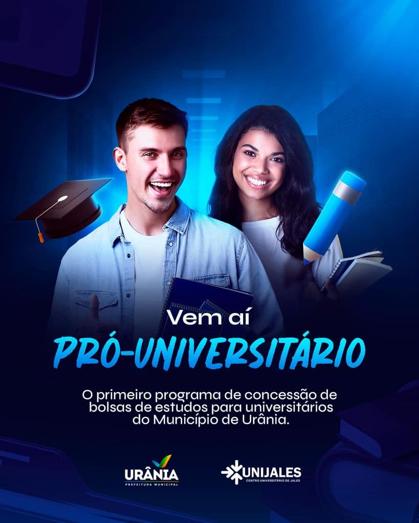 Chegou a sua vez de ser um universitário: Prefeitura de Urânia lança projeto que concederá bolsas de estudos 100%