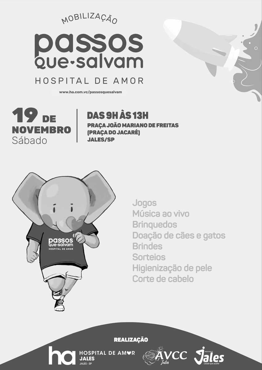 Hospital de Amor Jales realiza ‘Mobilização Passos que Salvam’ neste sábado