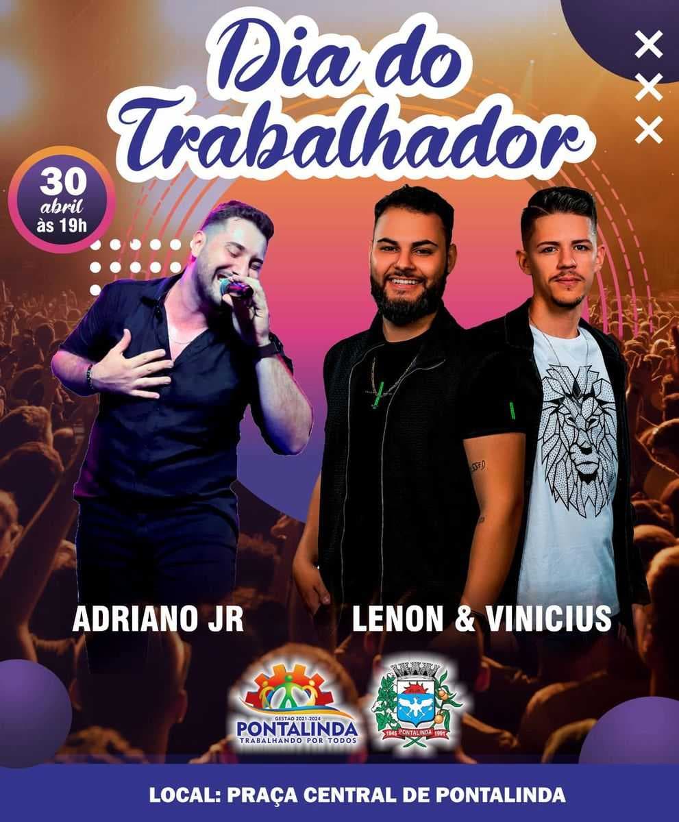 Festou em Pontalinda: cidade terá show em comemoração ao Dia do Trabalhador