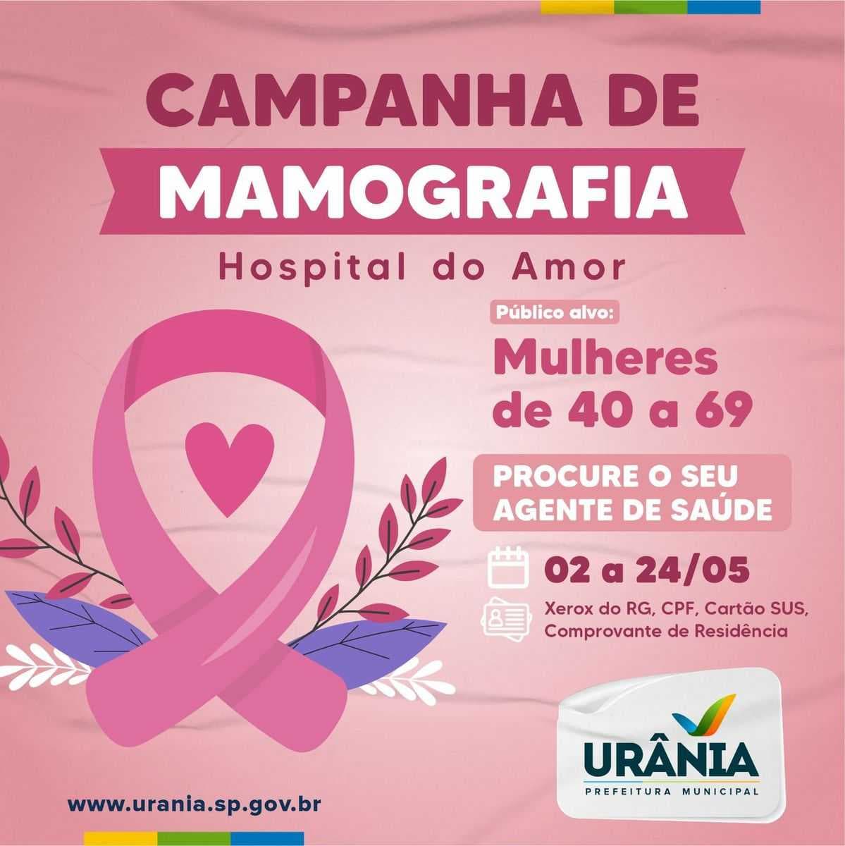 Urânia terá Campanha de Mamografia no mês de maio