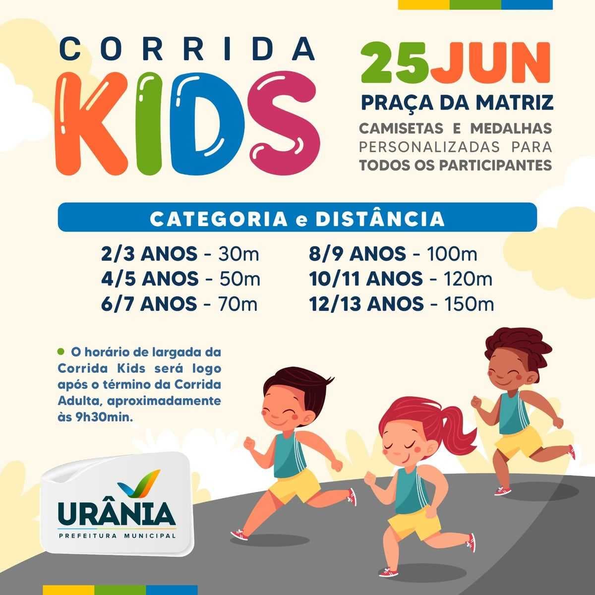 Abertas as inscrições para a 1ª Corrida Kids de Urânia