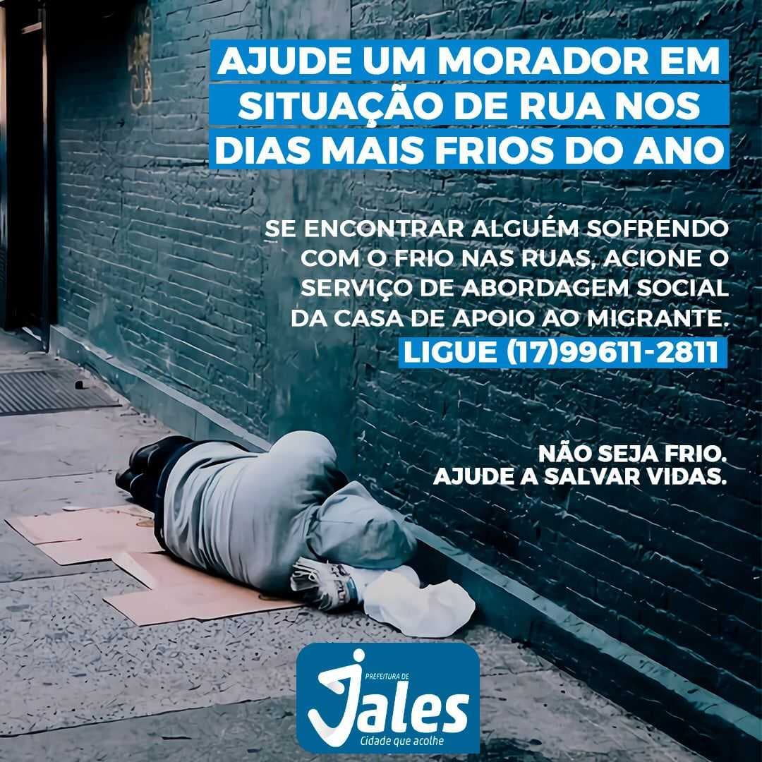 Jales, a cidade que acolhe, está amparando pessoas em dias frios