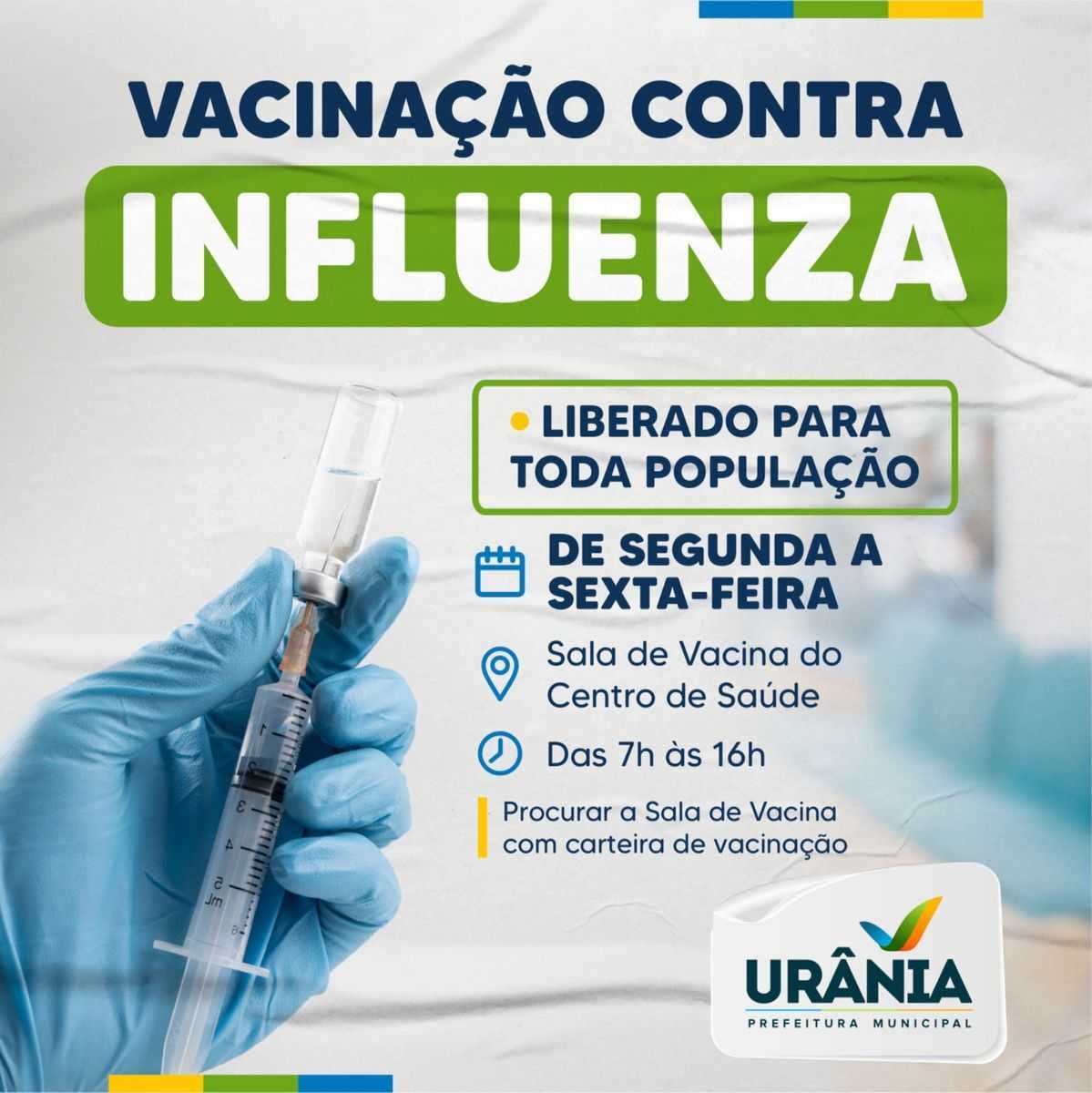 Vacinação contra influenza é liberada para toda população de Urânia
